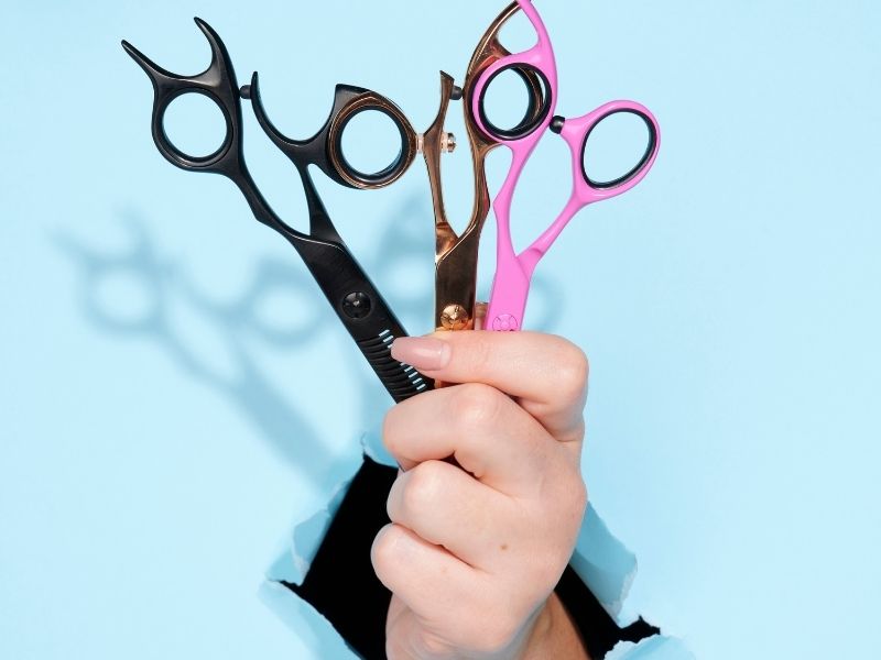 Different types of hair scissor handles