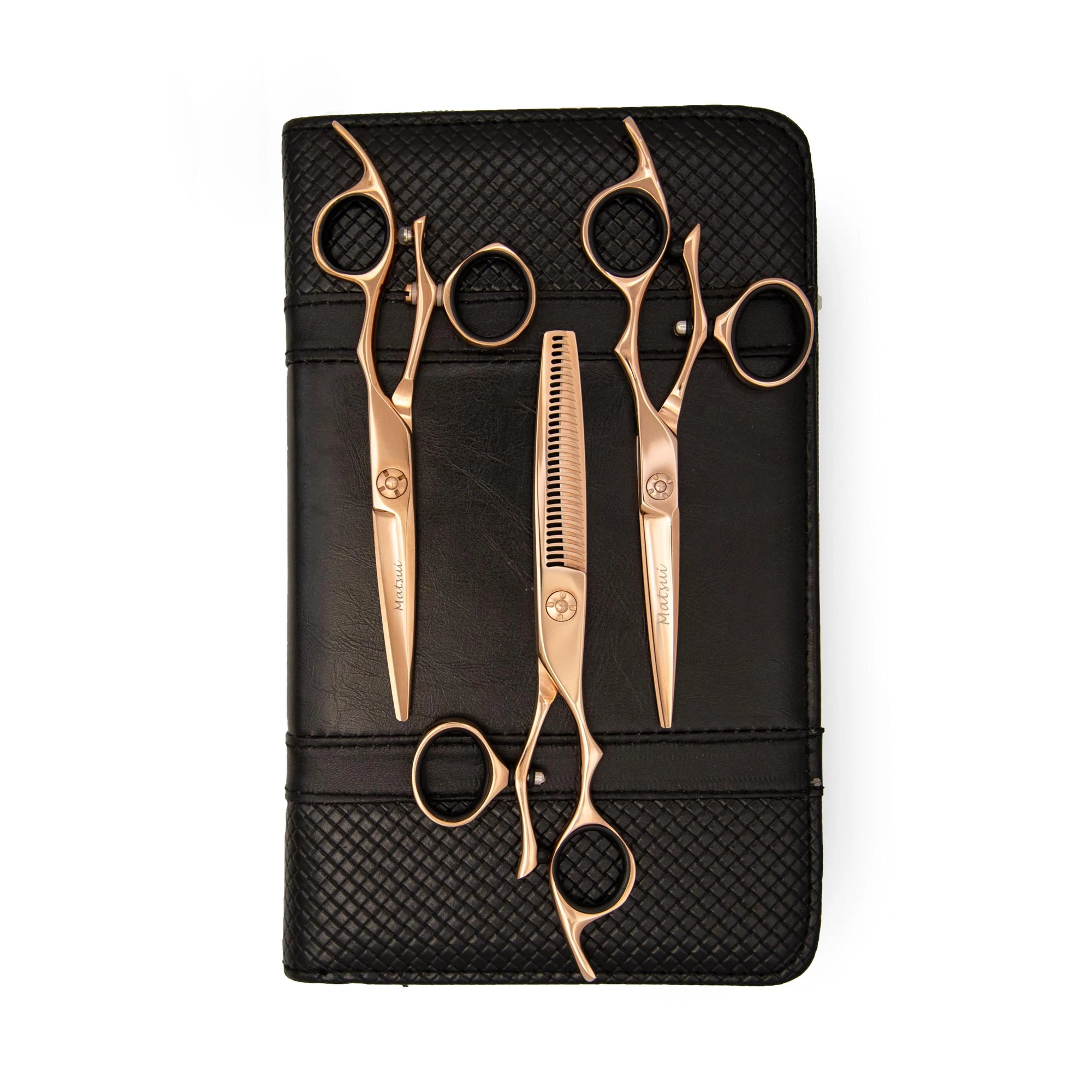 Premium Matsui VG10 Rose Gold Swivel Scissor Triple Set (6974968987709)