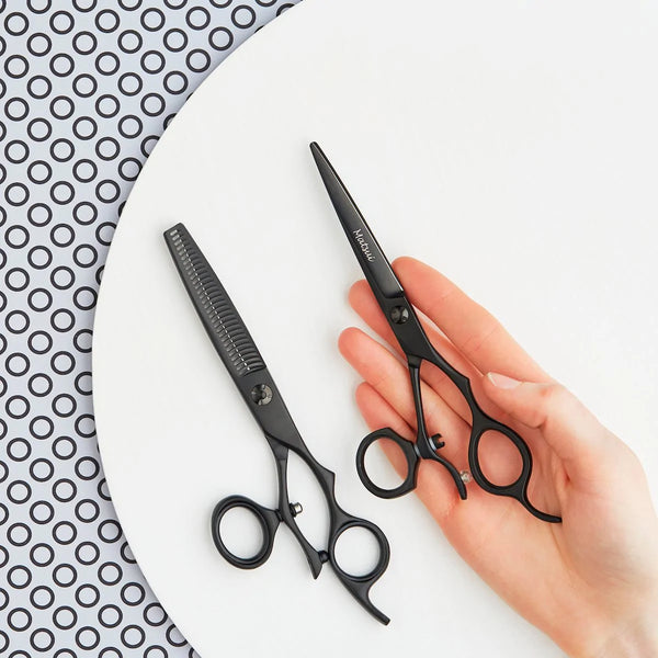 Premium Matsui VG10 Matte Black Swivel Scissor Triple Set Scissor