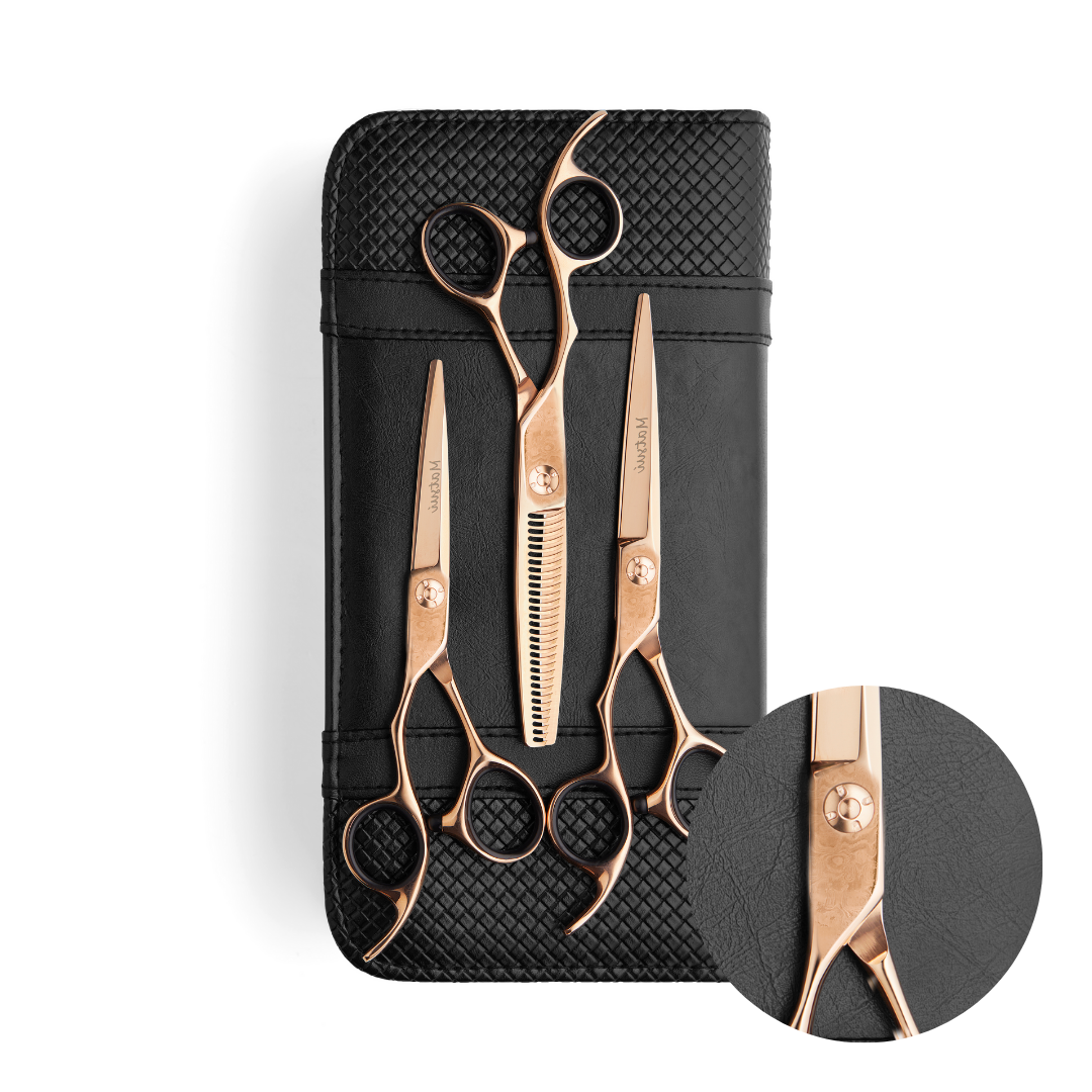 Matsui Damascus Offset Scissors, Lefty Triple Set Rose Gold (6566998376509)